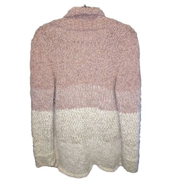 NWT Cupio Womens Pink and White Holiday Teddy Soft Cozy Open Front Cardigan Swea - Picture 2 of 6